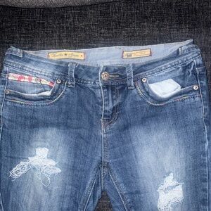 Vanilla Star Blue Boyfriend Jeans Distressed Style